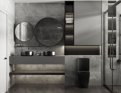 Унитаз напольный с бачком Abber Rechteck AC1210TMB черный с сиденьем безободковый смыв торнадо - фото 2