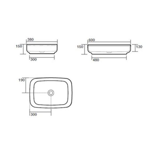 Раковина из сантехнического фарфора Kerasan Tribeca 514130 60х40 накладная цвет белый без отверстий под смеситель - фото 2