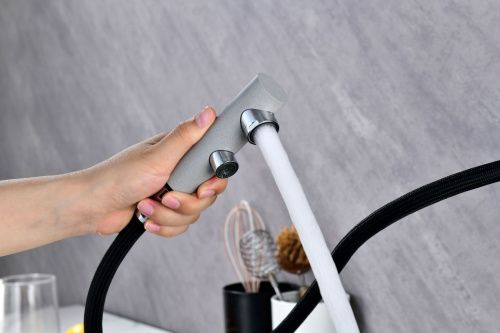 Смеситель для кухни Paulmark SERPENTINE Se213222-GRS на мойку серый - фото 4