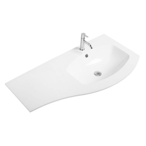 Раковина из искусственного камня Cezares 50154 100х50 подвесная цвет белый 1 отверстие под смеситель - фото 2