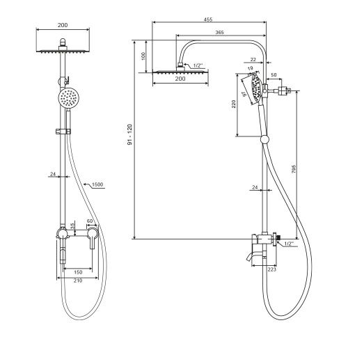 Душевая стойка WesnaArt Eko EKO05-314 настенная цвет серый - фото 2