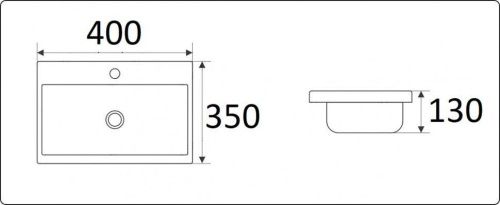 Раковина из сантехнического фаянса CeramaLux 9595-40 40х40 встраиваемая цвет белый 1 отверстие под смеситель - фото 2