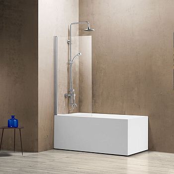 Душевая шторка на ванну Vincea VSB VSB-11800CL 80х140 стекло прозрачное профиль хром ориентация универсальная