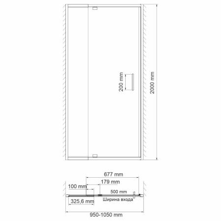 Душевая дверь Wasserkraft Berkel 48P 48P12 100х200 стекло прозрачное профиль хром
