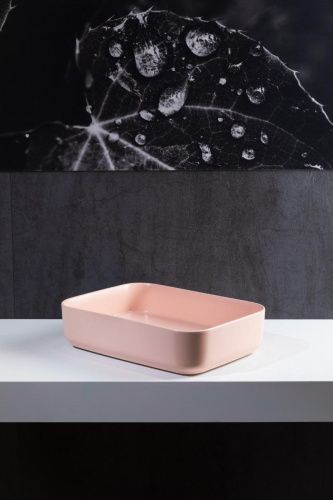 Раковина керамическая Allen Brau Fantasy 4.11021.SM 50х40 накладная цвет розовый без отверстий под смеситель - фото 4