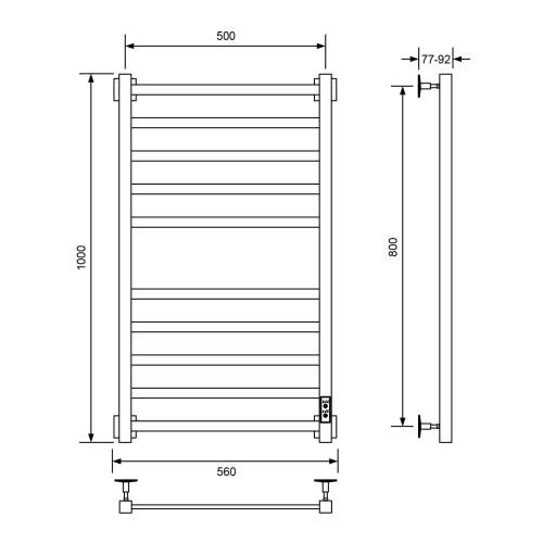 Полотенцесушитель электрический Veconi Barro-A B10050CH-A 50х100 хром - фото 2