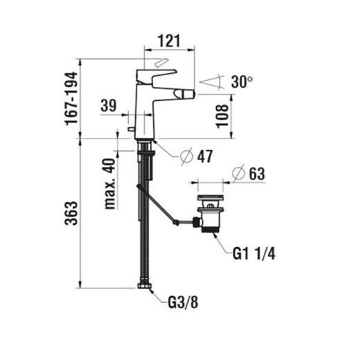 Смеситель Laufen VAL HF901710100000 на биде хром - фото 2