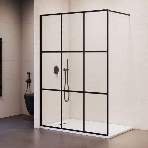 Душевая перегородка RGW Walk In 35101100-84 100х200 стекло с рисунком профиль черный - фото 2