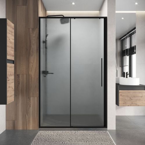 Душевая дверь Niagara Nova NG-84-L11CHB 110х195 стекло шиншилла профиль черный - фото 4