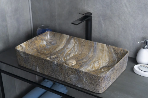 Раковина керамическая Gid Geométrico 54475 60х30 накладная цвет многоцветный без отверстий под смеситель - фото 5