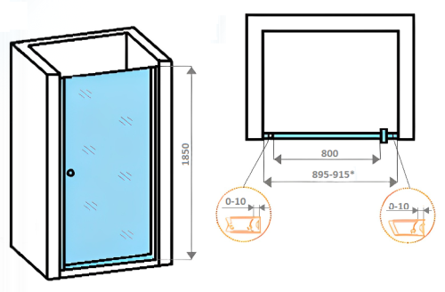 Душевая дверь Parly DE90 90х185 стекло с рисунком профиль хром - фото 4
