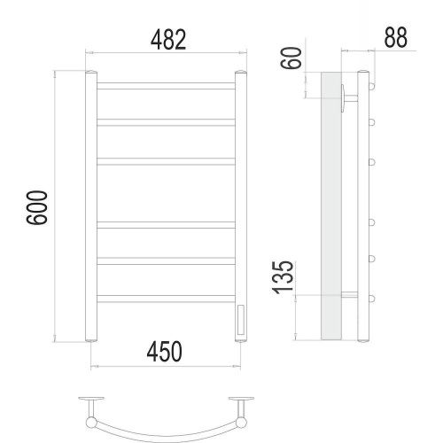 Полотенцесушитель электрический Terminus 4670078527578 50х60 черный - фото 3