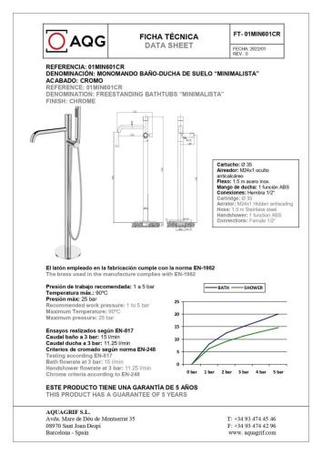 Смеситель AQG Min 01MIN601CR напольный хром - фото 2