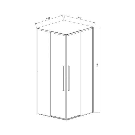 Душевой уголок Vincea Slim-N VSS-4SN9010CLGM 100х90 стекло прозрачное профиль вороненая сталь без поддона