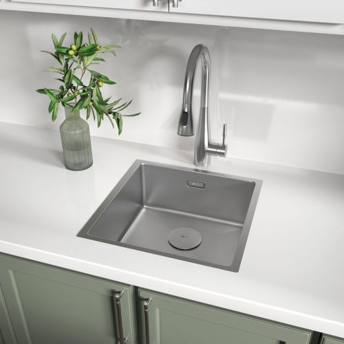 Кухонная мойка LeMark Olanga 440 9937121 45х45 цвет нержавеющая сталь - фото 4