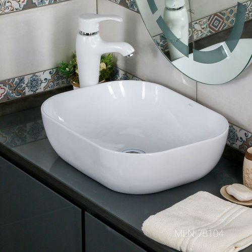 Раковина из сантехнического фарфора Melana 78104-805 50х40 накладная цвет белый без отверстий под смеситель - фото 4