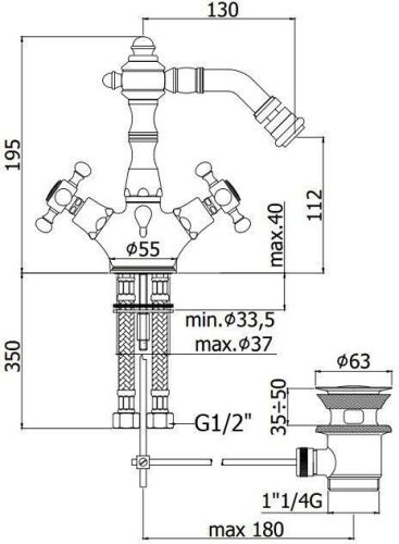 Смеситель Paffoni Belinda FBLV135BR на биде бронза - фото 2