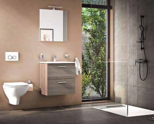 Комплект мебели: тумба с раковиной + зеркало Vitra Mia 75103 60х40 подвесной цвет коричневый - фото 2