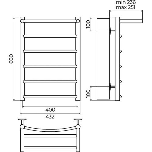 Полотенцесушитель водяной Terminus 4670078556707 45х60 хром - фото 3