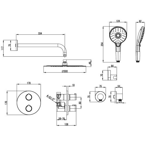Душевая система LeMark Yeti LM7829C встраиваемая в стену цвет хром с термостатом - фото 2