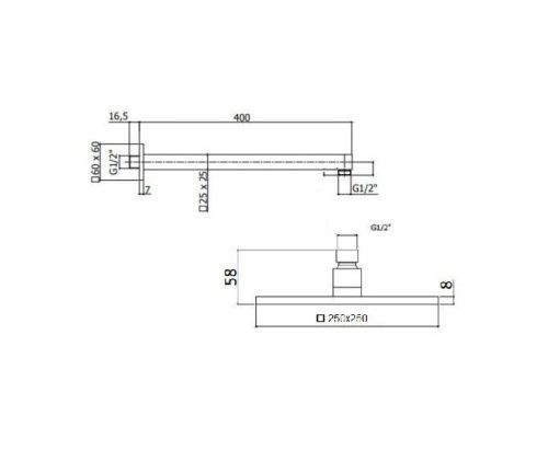 Верхний душ BelBagno ROMANO ROM-SLD-CRM 25х55 хром - фото 2