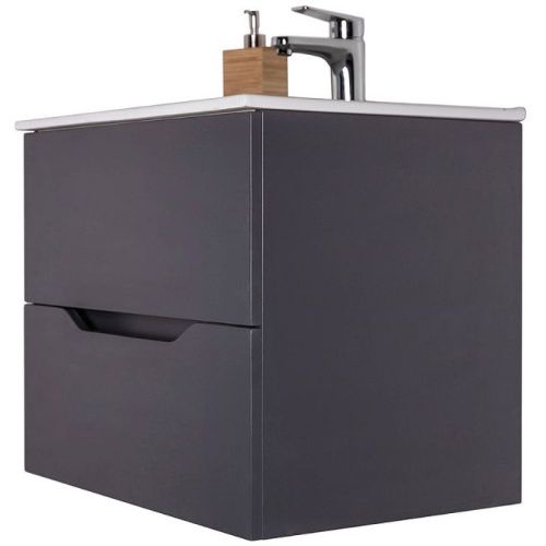 Тумба с раковиной Orange Line Li-60Tug+Ra 60х50 подвесная цвет серый - фото 5