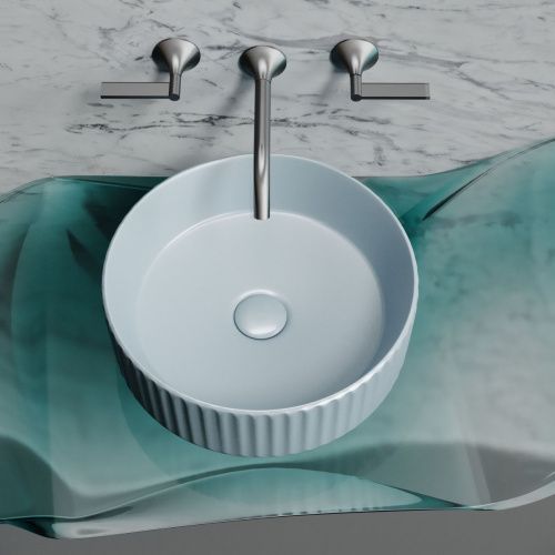 Раковина из сантехнического фарфора Ceramica Nova ELEMENT CN6057MHL 40х40 накладная цвет голубой без отверстий под смеситель - фото 5