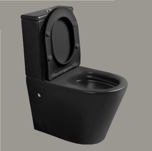 Унитаз напольный с бачком Cerutti SPA CT9865 черный с сиденьем микролифт безободковый каскадный смыв - фото 4