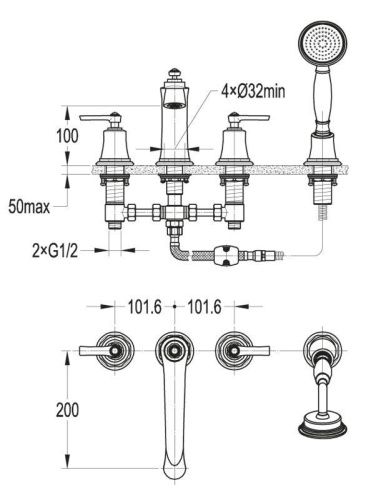 Смеситель Cezares LIBERTY LIBERTY-F-BVD4-01 на борт ванны хром - фото 2