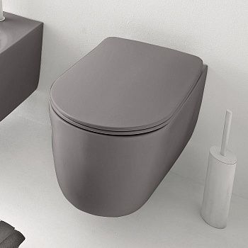 Чаша унитаза подвесная Kerasan Nolita 531489 цвет сталь матовая без сиденья безободковая каскадный смыв