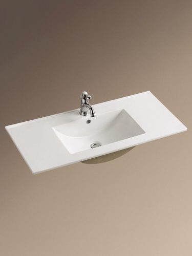 Раковина из сантехнического фаянса WeltWasser WW SK 10000003904 100х50 подвесная цвет белый 1 отверстие под смеситель - фото 2