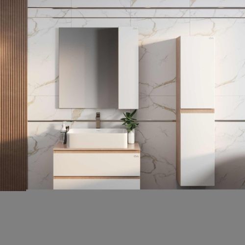 Тумба под раковину Onika Алеста 108054 80х50 подвесная цвет белый/бежевый - фото 5