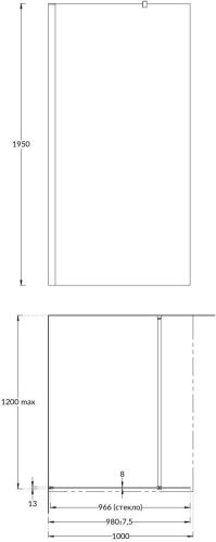 Душевая перегородка Kerama Marazzi VETRO VE.100.WI.CR 100х195 стекло прозрачное профиль хром - фото 2