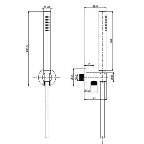 Душевой гарнитур Fima Carlo Frattini Spillo Steel F2951/4INOX настенный нержавеющая сталь - фото 2