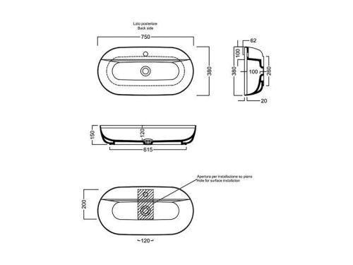 Раковина из сантехнического фаянса Hatria HAPPY HOUR Y8AP01 80х40 накладная цвет белый - фото 3