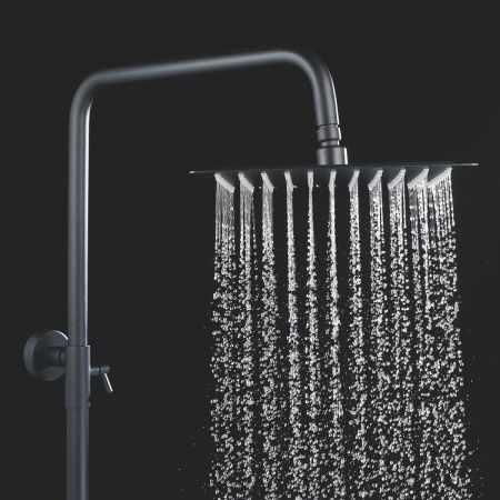 Душевая стойка Shevanik S3096H настенная цвет черный с термостатом