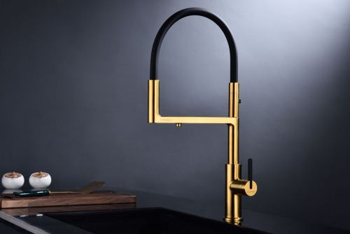 Смеситель для кухни Paulmark TORNADO To213402-BG на мойку золото - фото 2