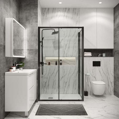 Душевая перегородка Grossman Cosmo 200.K33.02.90.42.00 90х195 стекло прозрачное профиль графит - фото 4