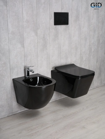 Унитаз подвесной Gid Cuadrado 62224Y черный с сиденьем микролифт безободковый