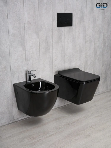 Унитаз подвесной Gid Cuadrado 62224Y черный с сиденьем микролифт безободковый - фото 4