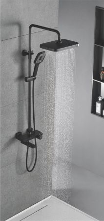Душевая стойка Rose R1896H настенная цвет черный с термостатом