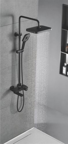 Душевая стойка Rose R1896H настенная цвет черный с термостатом - фото 4