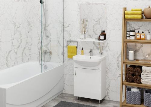 Комплект мебели: тумба с раковиной + зеркало Onika ЭКО 105205 50х40 напольный цвет белый - фото 5