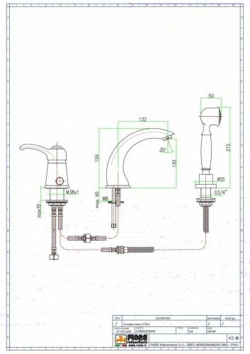 Смеситель Fiore Jafar 47CR5105 на борт ванны хром - фото 2