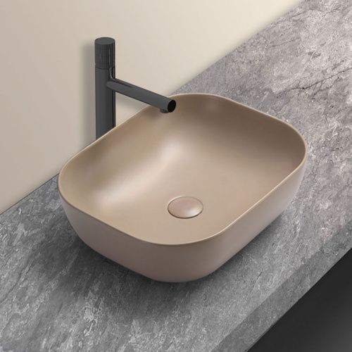 Раковина из сантехнического фарфора Vincea VBS-101MC 50х40 накладная цвет коричневый без отверстий под смеситель