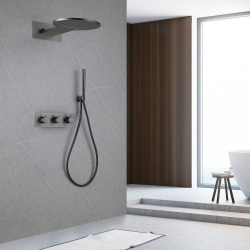 Душевая система Abber AF8151NG встраиваемая в стену цвет серый с термостатом - фото 2