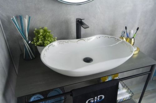 Раковина керамическая Gid 52221 70х40 накладная цвет белый без отверстий под смеситель - фото 2