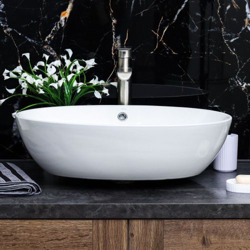 Раковина из сантехнического фарфора Melana 320314-805 60х40 накладная цвет белый без отверстий под смеситель - фото 5