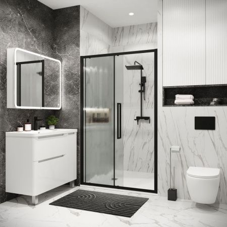 Душевая дверь Grossman Cosmo 100.K33.02.120.21.02 120х195 стекло текстурное профиль черный