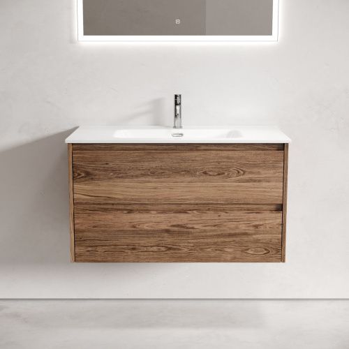 Тумба под раковину Sancos Libra LB90ECH 90х50 подвесная цвет коричневый - фото 4